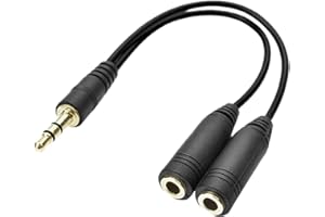 PENCILUPNOSE 3.5mm HEADPHONE SPLITTER JACK Y MALE to 2 DUAL FEMALE CABLE LEAD AUDIO EXTENSION compatible with iPhone, Samsung, Xiaomi, Oppo, Huawei, Vivo, LG etc. BLACK