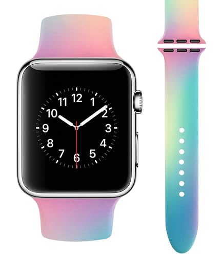 DOO UC Blumenmuster Apple Watch Armband – Silikon, Farbecht, Kompatibel Mit 38–45 Mm, Für Serie 1–8 & SE