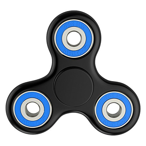 MCHSHOP Tri-Spinner Fidget Toy Stress Reducer With Premium Hybrid Ceramic Bearing Hands Fidget Spinner Toy Perfect For ADD, ADHD, Anxiety, and Autism Adult Children(Black-Blue)