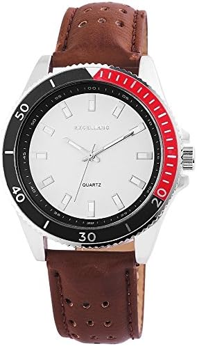 White Faux Leather Bracelet Men's Watch Clock 24 cm Single Pin Buckle Brown 295122700008