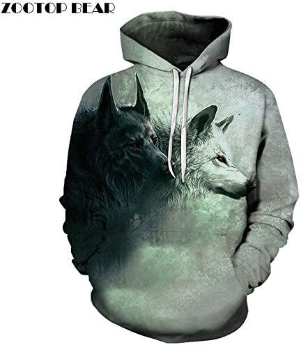 Wolf Printed Hoodies 3D Brand Men Sweatshirts Male Hooded Tracksuits Pocket Jackets Animal Hoodie Autumn Novelty Streetwear Coat,6XL