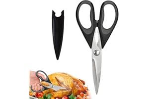 Xiedeai Heavy Duty Kitchen Scissors Ultra Sharp Blades and Soft Grip Stainless Steel Kitchen Shear with Cover Multipurpose Food Scissors for Cutting Meat Chicken Vegetable Fish Herbs Black