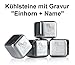 Produktbild Whisky Steine mit Gravur "Einhorn mit Wunschname" + gratis Samtbeutel ** 4 wiederverwendbare Edelstahl Eiswürfel ** kühlen Sie Ihre Getränke mit Stil ** keine Verwässerung mehr für puren Trinkgenuss ** Hersteller: vacu vin ** Whiskey Kühlsteine Ice Cubes Set