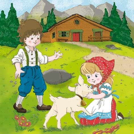 60 Paper Napkins Heidi & Peter in the Alps 33 x 33 cm 3 ply, Lunch Napkins, Modern Quality Napkins for Party, Dinner, Christmas, Event, Family Event