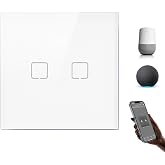 BSEEDLIFE Smart WiFi Recessed Switch, Smart Wall Touch Switch, 2 Gang 1 Way 86 x 86 mm, Compatible with Alexa and Google Home