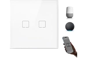BSEEDLIFE Interruptor Inteligente WiFi Empotrado,Smart Interruptor Táctil Pared,2 Gang 1 Vía 86 * 86 mm,Compatible con Alexa y Google Home (Aplicación Tuya/Smart Life),Blanco