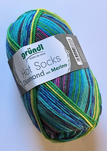 Gründl Hot Socks Diamond mit Merino 4-fach Sockenwolle, 50 Gr. Knäuel, Farbe 05