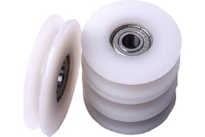 CBRIGHT U Groove Pulley Bearing Track Roller Wheel Bearing Nylon Round High Carbon Steel Pulley , 4 Pieces ,8x46.5x10mm