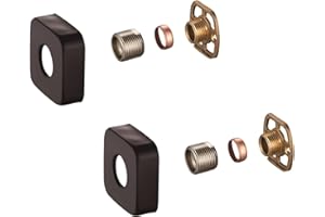 KEDWILL® Bar Valve Fast Fixing Kits Brackets with Matt Black Square SS Cover Shrouds Escutcheons 3/4” Inch Connections BSP 15mm Wall Mounted for Thermostatic Bath Shower Bar Valve Mixer Tap