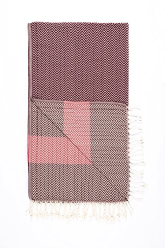 Hamamtuch, Saunatuch, Pestemal, Badetuch, 95*180 cm, Handgewebt, 100% Baumwolle (Rot, Pink)