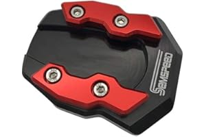 LongGreat Patin d'élargissement du pied de béquille de moto Side Stand Pad Anti-Slip Kickstand Extension Plate Pad Pour Honda Forza 300 125 250 2017-2020 (Red, Nouveau style)