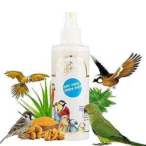 Pet Life Organic & Ayurvedic Anti Ticks Birds Bath Dry/Waterless/Spray for Poultry birds, Parrots, chick, Hen, Pigeon, duck -Natural ingredients for fleas, Cleaner & Shinier Coat-All Bird Types-200 Ml