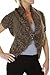 (7456-3) Chunky Soft Hair Knit Open Bolero Pin Front Brown (SM)