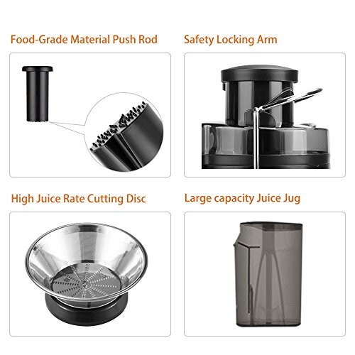Homdox Entsafter Edelstahl Juicer Extractor Elektrisch Automatisch, 2 Geschwindigkeiten, für Obst und Gemüse mit Saftbehälter, 350 Watt - 6