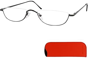 Mini Brille Metalowe okulary do czytania z półksiężycem, oprawka ze stali nierdzewnej z zawiasem sprężynowym, czytelnicy dla mężczyzn i kobiet