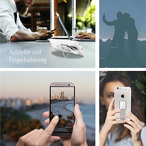 ProtectPax Smartphone Fingerhalter mit Halter Griff Handyhalter Handy Halterung Einhandbedienung fÃ¼r iPhone Samsung Sony LG Huawei uvm. Silber/Metall