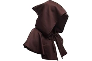 SOONHUA Vintage Medieval Cowl Hat Unisex Medieval Cowl Cloak Capa con Capucha Halloween Poncho Cosplay Disfraz para Hombres Mujeres