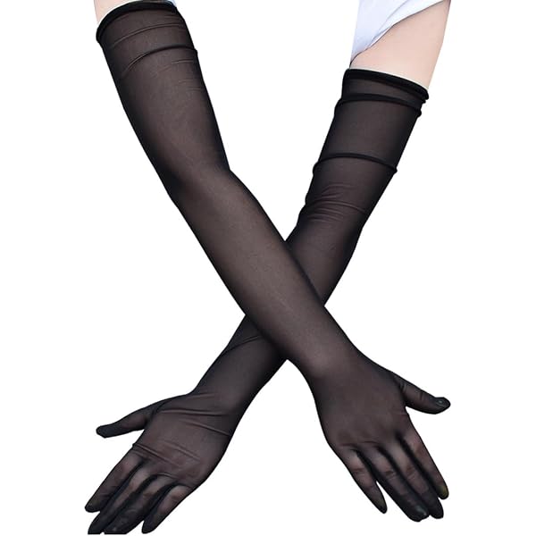 Fldy Damen Lang Handschuhe Glänzende Nylon Handschuhe Transparent Glatte Seidig-Glanz Armelstulpen Für Oper Hochzeit Brautparty Abschlussball Violett_A L Fashion