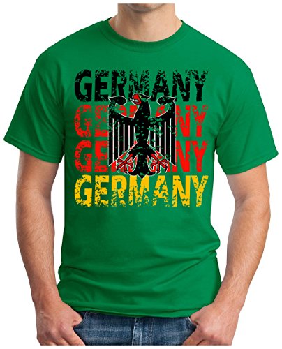 OM3 – GERMANY – T-Shirt DEUTSCHLAND EM 2016 FRANKREICH FRANCE FUSSBALL FANSHIRT SOCCER CUP SPORT TRIKOT EUROPAMEISTER, S, grün