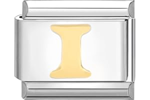 papasgix Italian Charms Module Letters A-Z for 9 mm Italian Charm Bracelet Gold DIY Italian Style Charms for Women Removable Italian Charm Bracelet Accessories Boys Girls Gift