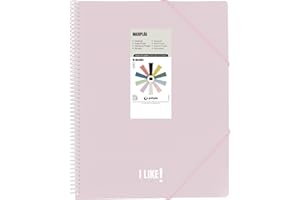 Grafoplas - Carpetas de Fundas Plastico a4, Maxiplas Like, Rosa Soft, 30 Fundas Transparentes, Espiral PVC, Perfecta para Archivar Material Escolar y de Oficina