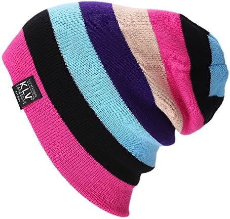 Unisex Colourful Slouch Beanie Hat Winter Warm Rainbow Skull Cap