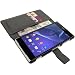 Produktbild iGadgitz u2817 ECO Book Tasche für Sony Xperia Z2 D6503 mit Kreditkartenfächer + Displayschutzfolie - Schwarz