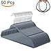 Produktbild Kleiderbügel, AngLink 50-Stück 0.5 cm dick Anzugbügel aus Rutschfester Samt für Kleidung / Hemd / Kleid / Anzug / Jacke / Hose / Krawatte, 360° drehbarer Haken und Einkerbungen an Enden (Grau)