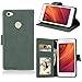 Produktbild sinogoods Für Xiaomi Redmi Note 5A Prime Hülle, Premium PU Leder Schutztasche Klappetui Brieftasche Handyhülle, Standfunktion Flip Wallet Case Cover - Retro Frosted 3 Card Slots (Grün)