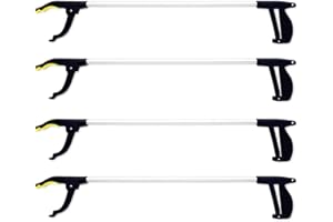 KARAN KING Pack of 4 Rubbish Picker, Heavy Duty Light Weight Litter Picker With Magnetic Pick up, Easy Grab Garbage Picker