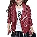 Produktbild Mädchen Kunstleder Jacke Motorrad Leder Mantel Jacke Weinrot 150