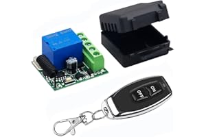 QIACHIP 433Mhz Interruptor de control remoto inalámbrico Módulo receptor de relé RF DC 12V 1CH con 2 transmisores para Abridor de Puerta de Garaje