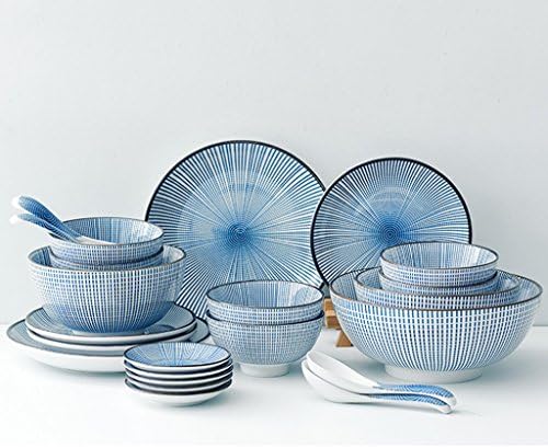 Personality cutlery set, Japanese style fresh dishes household ceramics, bowl creative dishes ( Capacity : 28pcs )
