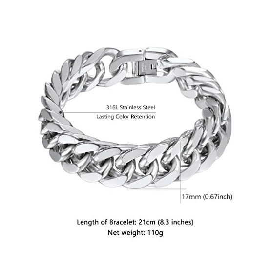 PROSTEEL Pulsera Cadena Cubana de Acero Inoxidable para Hombres Mujeres, Plateado Dorado Negro, Pulsera Metal Eslabones… - Imagen 3