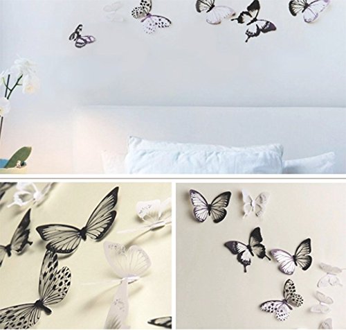 Lumanuby 12 Stück 3D Schmetterlinge Wandtattoos Wandsticker für Wohnzimmer Schlafzimmer Küche Und Kinderzimmer - 8