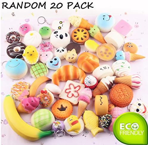 FUCNEN Slow Rising Squishies Toys 20 Pack Soft Squishy Toy Set Cute Scented Cake for Kids Decompression Stress Relief Toys Phone Decor Decoration Gift for Party Bags(Random Colour 20pcs)