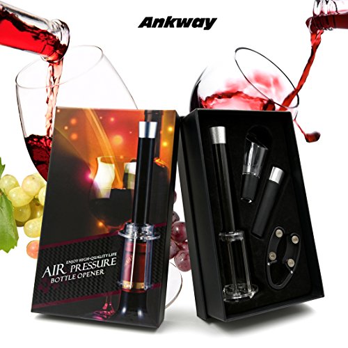 Luftdruck Flaschenöffner, Ankway Wein Korkenzieher Weinflaschenöffner mit Folienschneider, Vakuumverschluss und Weinausgießer (4 in 1) - 7