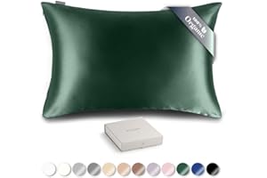 RENESSY Funda de Almohada de Seda Orgánica 50x70 cm - 100% Seda de Morera Orgánica, 22 Momme, Naturalmente Hipoalergénica, Promueve la Salud del Cabello y la Piel, 1 Pieza (Verde Oscuro)