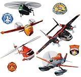 9 tlg. Set _ XL Wandtattoo / Sticker - " Disney Planes / Flugzeuge Dusty " - Wandsticker - Aufkleber für Kinderzimmer - selbstklebend + wiederverwendbar - Cars / Jungen - Kinder - Flugzeug - Helikopter - Kinder - Wandaufkleber - Postersticker - Deko - Poster - Tattoo