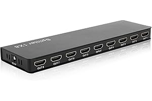 DAUERHAFT Trwała, długa usługa 8 odbiorników zrewolucjonizuje rozdzielacz HDMI Elastyczny metalowy rozdzielacz 1 wejściowy(European regulations)