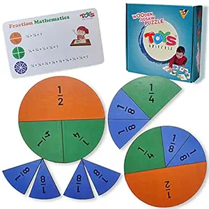 Toys Universe Wooden Fractions Mathematics Puzzle, Math Learning kit for Kids, Educational Jigsaw Puzzle (Multi-Color, 14 Wooden Pieces & a Fractions Card)