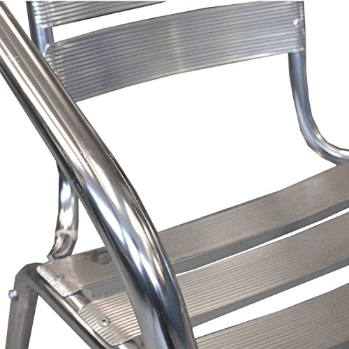 Wohaga® 2 Stück Bistrostuhl Stapelstuhl Gartenstuhl Balkonstuhl Terrassenstuhl Balkonmöbel Terrassenmöbel Aluminium / Silber - 3