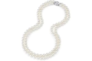 The Pearl Source 14K Gold 7-8mm AAA Quality Double Strand White Freshwater Cultured Pearl Necklace for Women in 18-19" Princess Length
