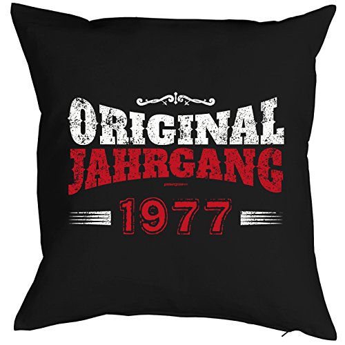 Kissen zum 40. Geburtstag Geschenkidee Kissen mit Füllung Original Jahrgang 1977 Polster zum 40 Geburtstag für 40-jährige Dekokissen mit Urkunde - 2