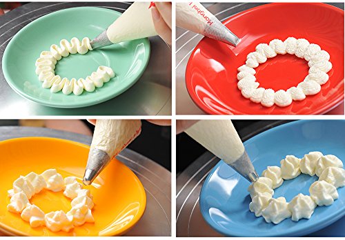 eSky24 Spritztüllen-Set, 38-teilig mit 32 Stück Garniertülle, 2 Spritzbeutel, 2 Adapter und 2 Blumennägeln für Plätzchen, Keksen und Torten aus Edelstahl inkl. Box - 5