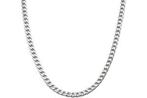 Comforso 7mm Thick Cuban Chain 45/50/55/60 CM Cuban Link Chain Gifts for Men, Sturdy Boys Silver Chain Hypoallergenic Boys Chain Necklace Stainless Steel Jewelry Gifts for Happy Birthday