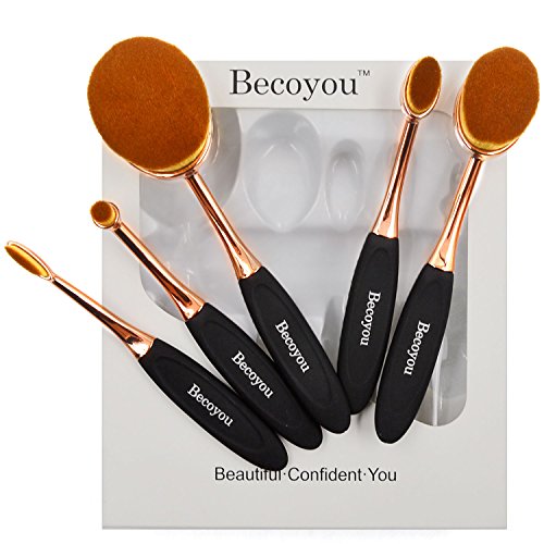 Becoyou Make Up Brushes Oval, Professional Powder Blush Curve Concealer Contour Cream Foundation Blending Makeup Cosmetic Brush Kit, Soft Toothbrush Shape Makeup Eyeliner Eyeshadow Eyebrow Brushes Set