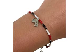 Beadlet Manchester United Football Club Fan Beaded Bracelet With Tag & Heart Charm (Standard)