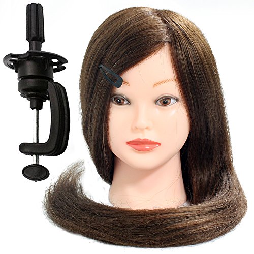 Neverland Beauty 26" 70% Real Hair Hairdressing Training Mannequin Hairdresser Training Heads With Free Clamp For College and Professional Use Brown