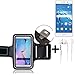 Produktbild TOP SET: Neopren Jogging Armband Sportarmband Oberarmband für Huawei Y7 Dual SIM, schwarz mit Reflektor Streifen + Ohrstöpsel. Fitness Lauf Armband